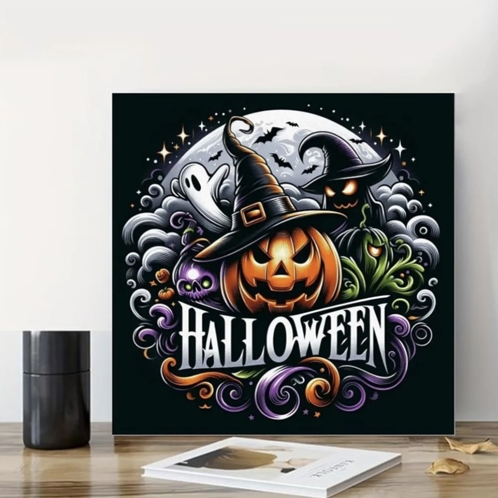 Halloween Jack-o-Lantern Witch Ghost Skull 5D Diamond Painting New - Picture 3 of 7